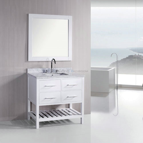 white bathroom vanity with marble top MS-8036