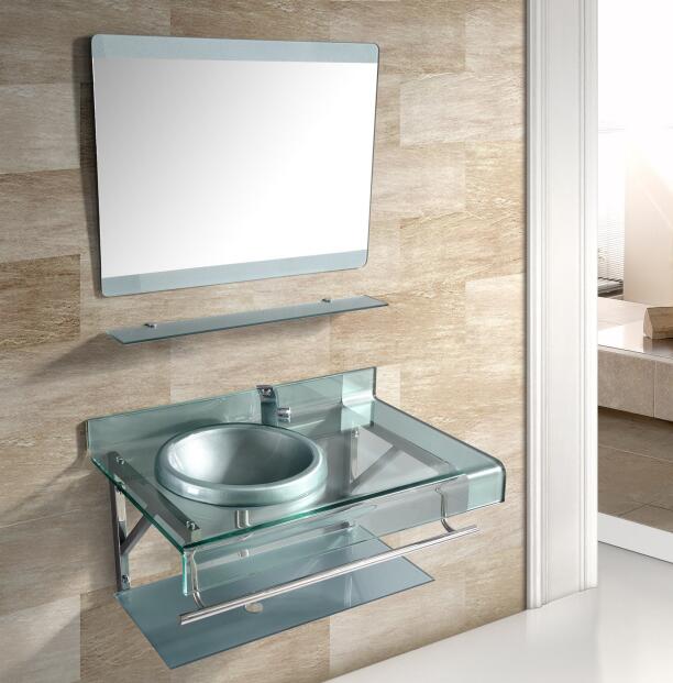 90cm silver bathroom vanity with bowl sink and 304 stainless steel rack