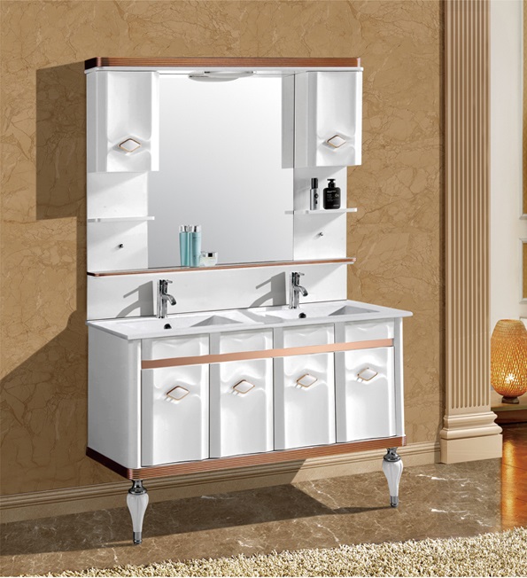 120cm white double basin bathroom cabinet for saudi arabia