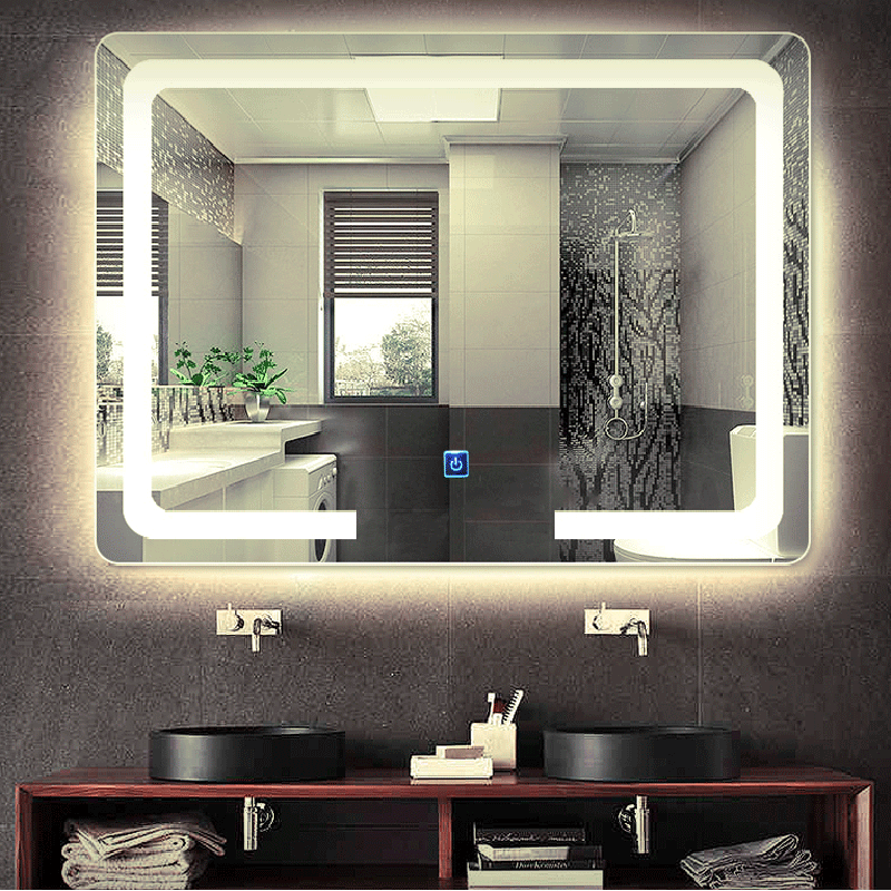 rectangle bathroom mirror with led light 90x75cm