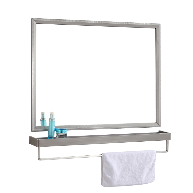 304 stainless steel bathroom mirror with glass shelf