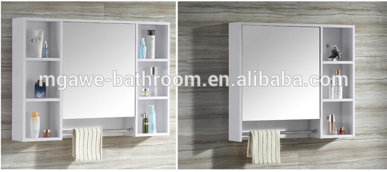 Solid Wood Wall Mounted Mirror Cabinet With Shelf Bathroom