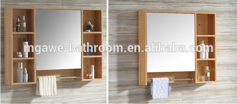 Solid Wood Wall Mounted Mirror Cabinet With Shelf Bathroom