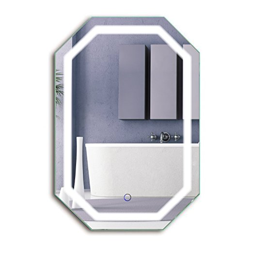 Octagon LED Bathrom Mirror 20 Inch X 30 Inch  Lighted Wall Mount Vanity Mirror Vertical or Horizon