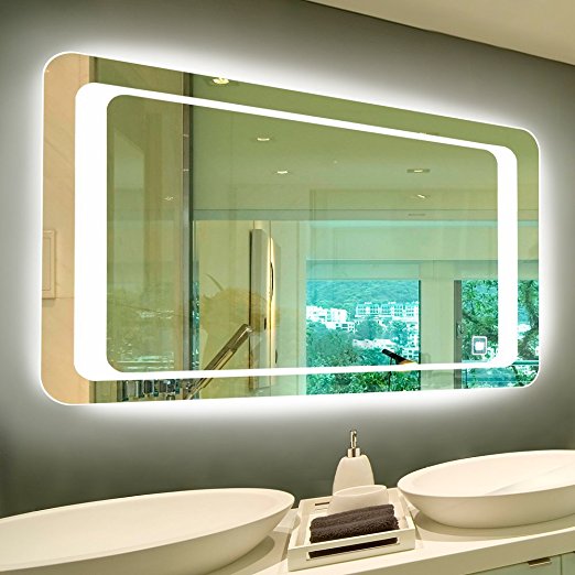 LED Backlit Mirror for Bathroom Makeup Illuminated Vanity Mirror with Touch On/Off Switch and Defogger