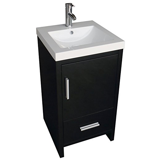 18inch black bathroom Vanity MDF Wood Cabinet Resin Undermount Vessel Sink Set 