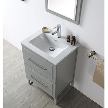 24inch Wood Sink Vanity with Ceramic Top without Faucet    