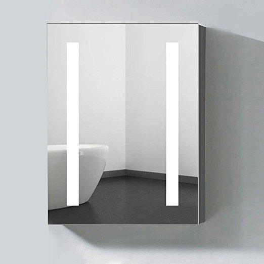 DECORAPORT 20 x 24 In. Vertical LED Lighted Mirror Cabinet Wall Mount Illuminated Medicine Cabinet