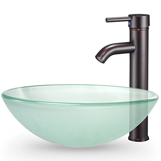 Glass Vessel Sink  Above Counter Bathroom Vanity Frosted Basin Bowl 