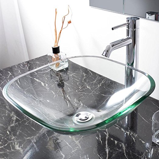 Sink Bathroom Glass Vessel Natural Washroom Clear Modern Tempered Vanity Basin