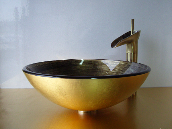 wholesale tempered round handmade glass vessel sink toilet vessel sink