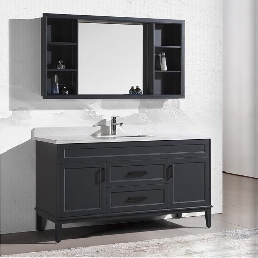 60inch modern free standing single sink solid wood bathroom vanity with countertop