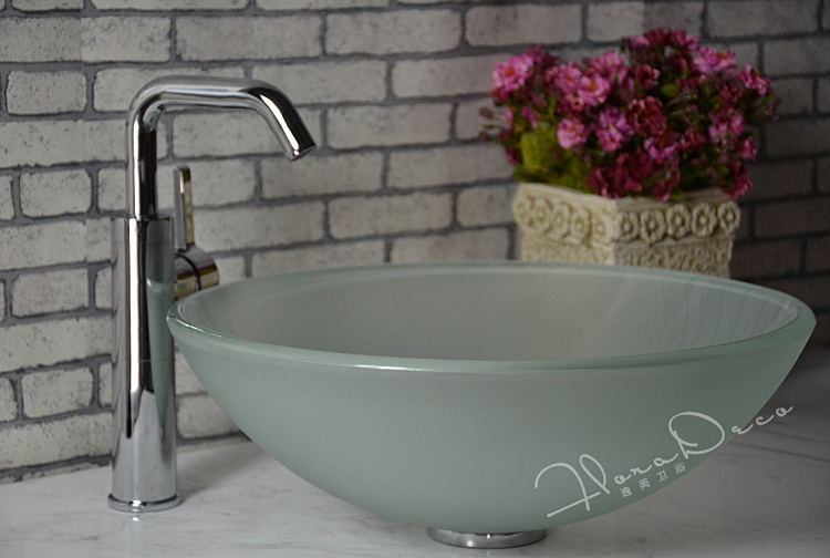 White Frost Glass Vessel Sink for bathroom 7009