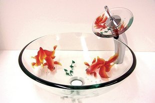 Tempered Glass Vessel Sink, with cUPC certificate, gold fish vessel 7025