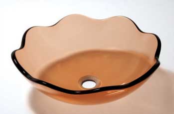 transparent brown glass vessel sink P48