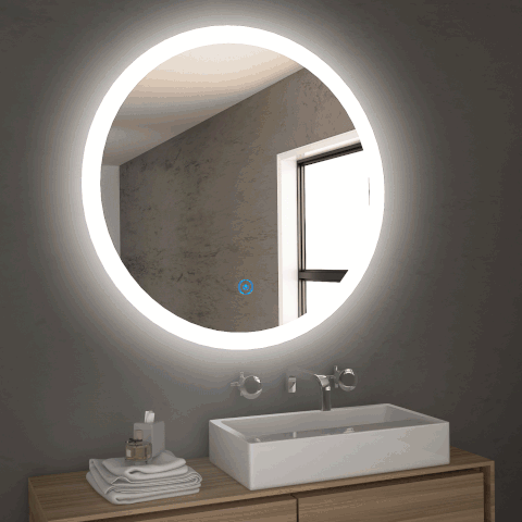 hotel bathroom wall led mirror round shape bath mirror backlit
