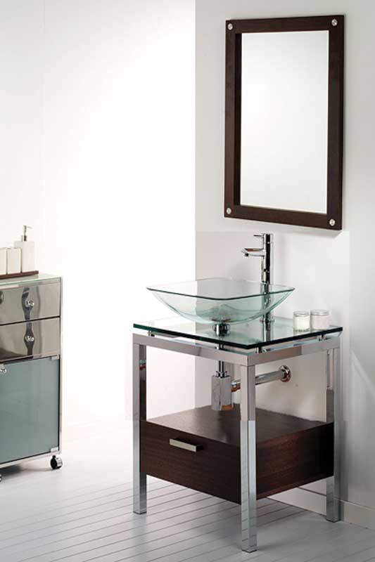 bathrooom glass washbasin vanity with square glass sink XD-115