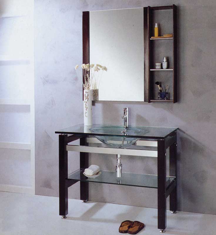 good price wooden glass wash basin set XD-104