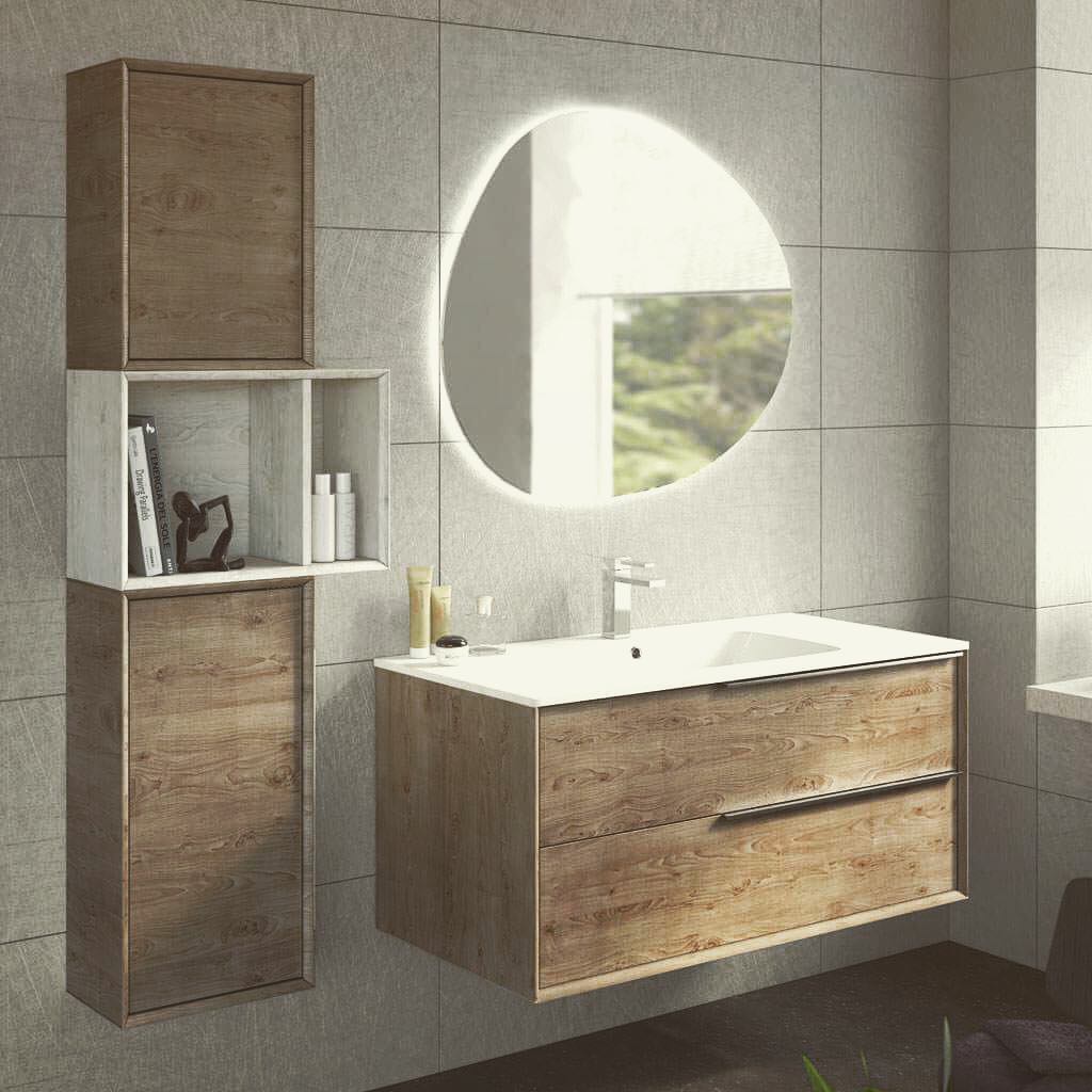 new design bathroom vanity cabinet with wood texture L-3001