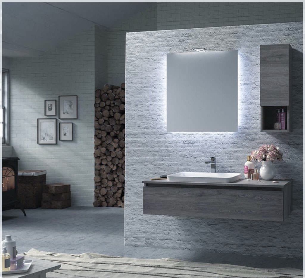 100cm wall mounted bathroom vanity cabinet with led bathroom mirror L-3003