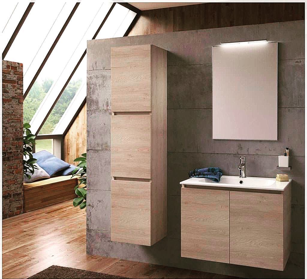 60cm two doors bathroom vanity with big tall side cabinet L-3004