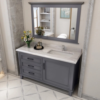 120cm grey bathroom vanity cabinet with one door and three drawers