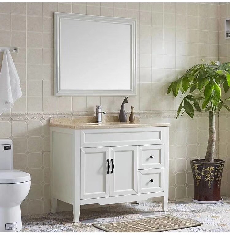 good quality white bathroom vanity with frame mirror 40inch