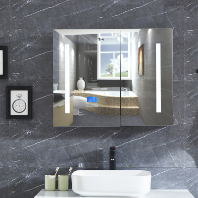 80x65cm bathroom mirror cabinet with led illuminated inside