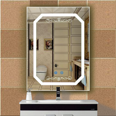 Hospitality lighted LED bathroom vanity mirror with mirror heater