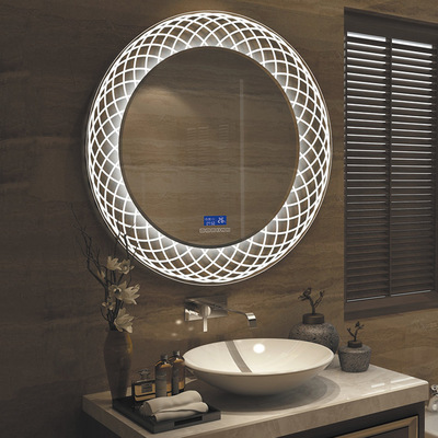 factory price smartness rounded shape design glass light bathroom mirror led