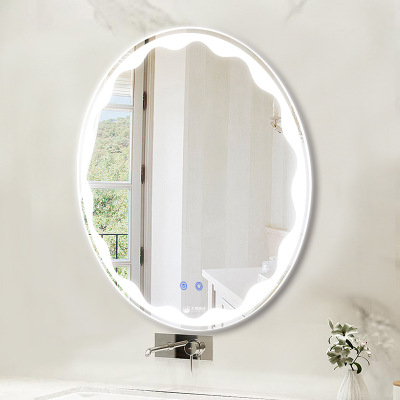 oval Touch screen modern lighting intelligent led hotel bathroom mirror