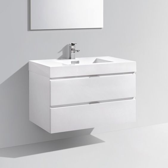 90cm Wall mounted bathroom vanity with resin basin and soft drawers MCS-6005