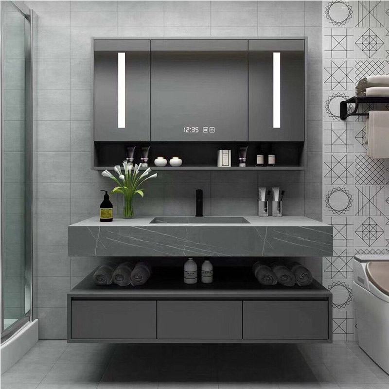 48inch sintered stone bathroom vanity set intergred bathroom vanity with led mirror cabinet 9049-120