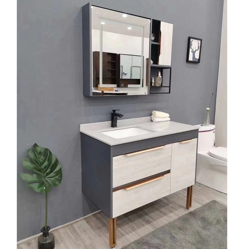 White bathroom vanity cabinet with mirror cabinet 9068-80