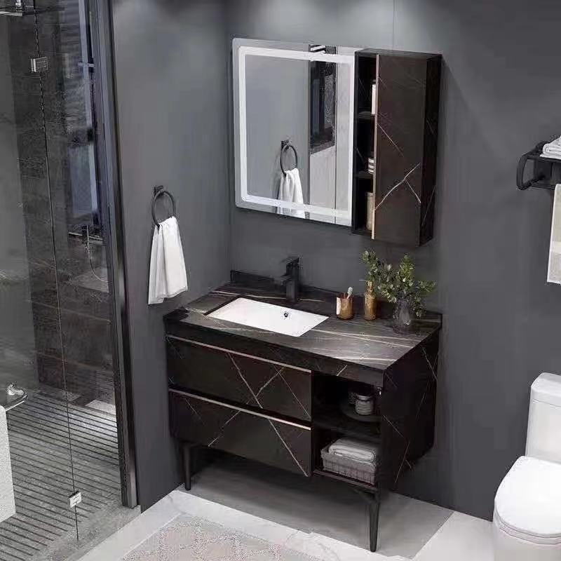 marble grain bathroom vanity set with led mirror 9074-80