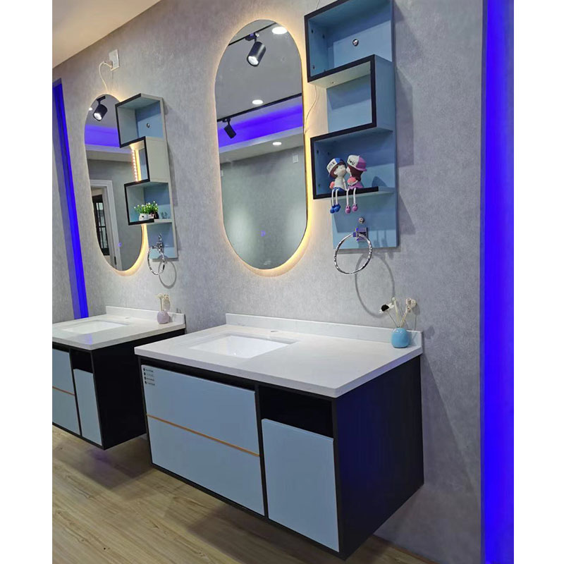 40 inch bathroom cabinet set with oval bath mirror backlit 9077-100