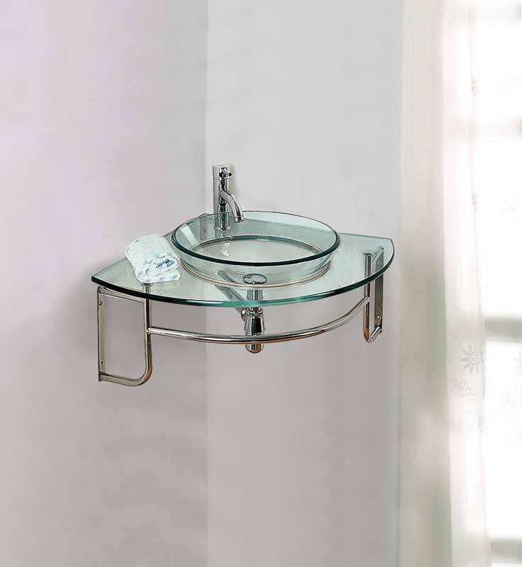 corner glass basin recessed