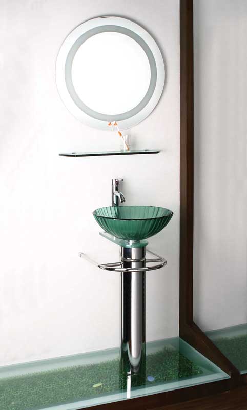 glass washbasin with green sink