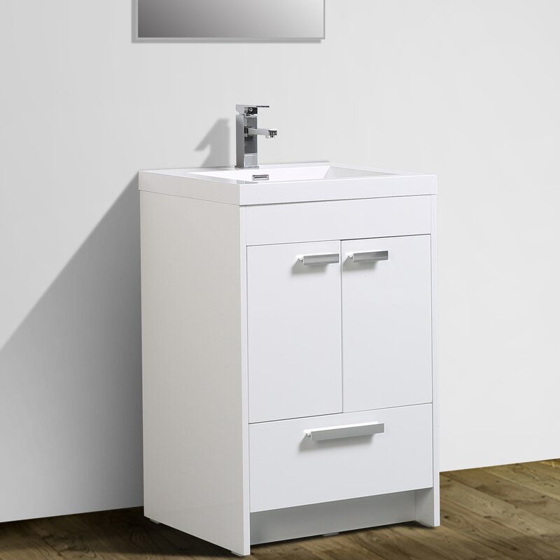 60cm white glass bathroom vanity