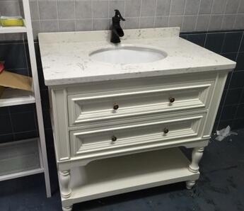 custom vanity with nature marble top