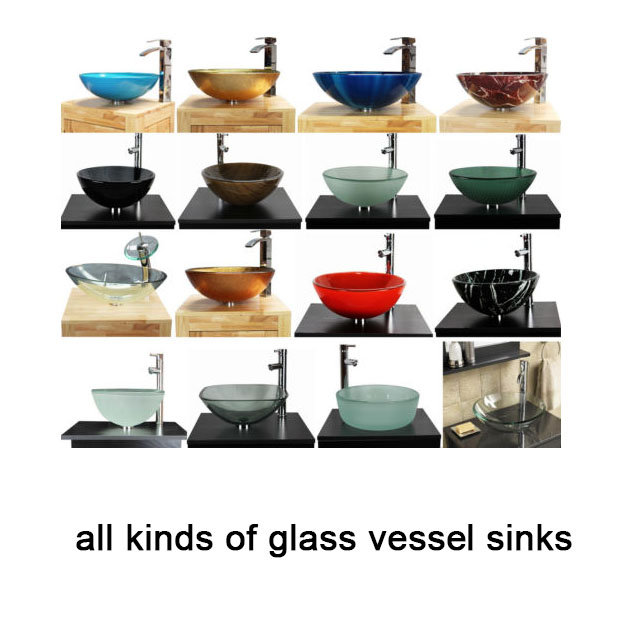 Bathroom clock room countertop Tempered glass basin sink