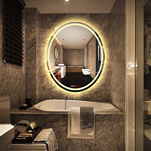 500x700mm LED Illuminated oval Bathroom Mirror Light, Make Up Dressing Wall Mounted Explosion-proof Mirror with Sensor Touch Switch