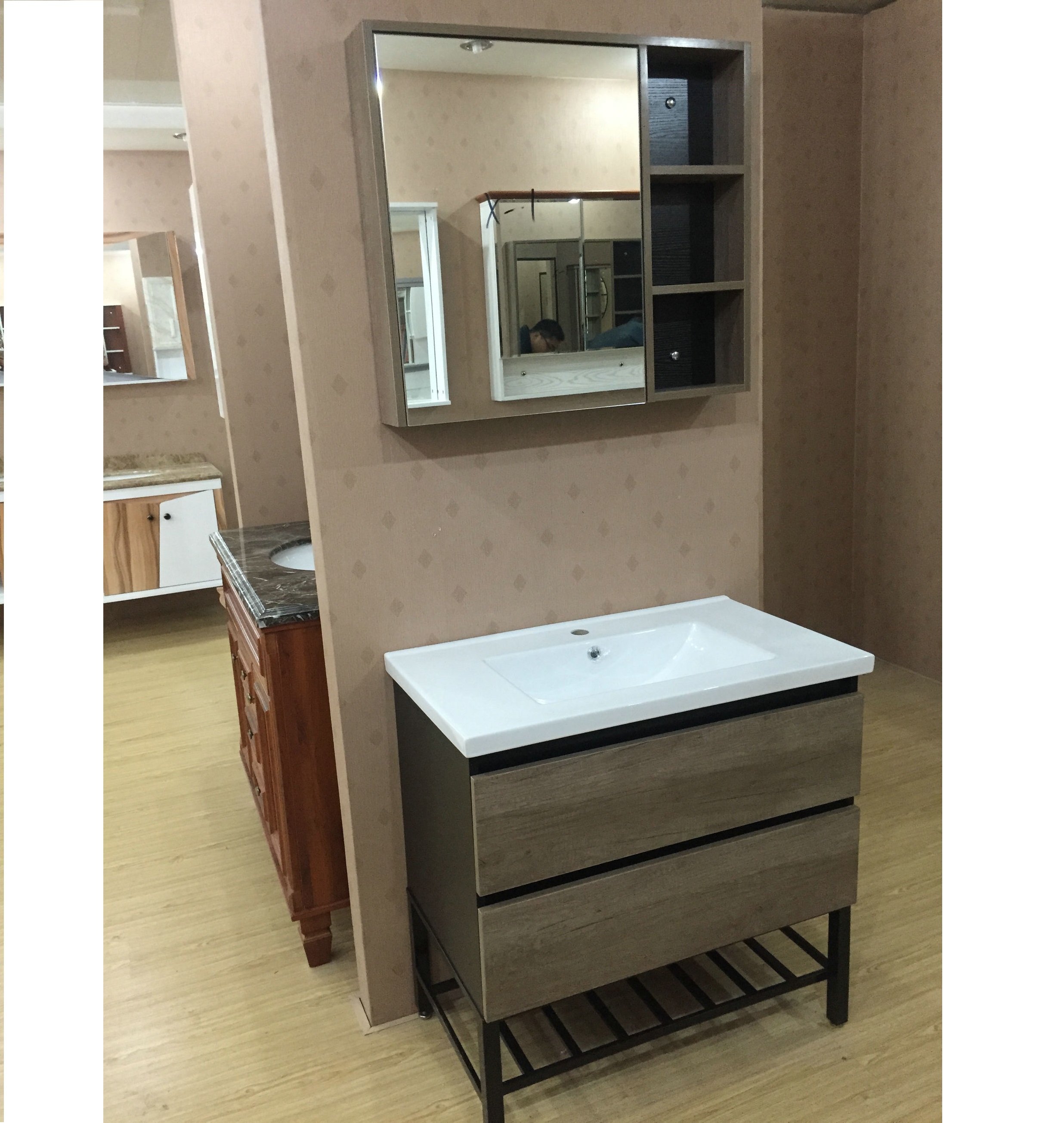 36inch bathroom vanity set with medicine cabinet iron metal legs