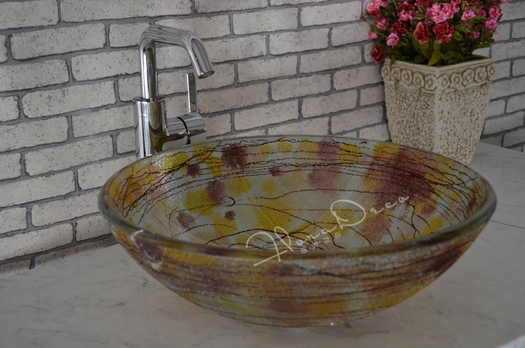 Bathroom Polished art Tempered Glass salon basin 7034 