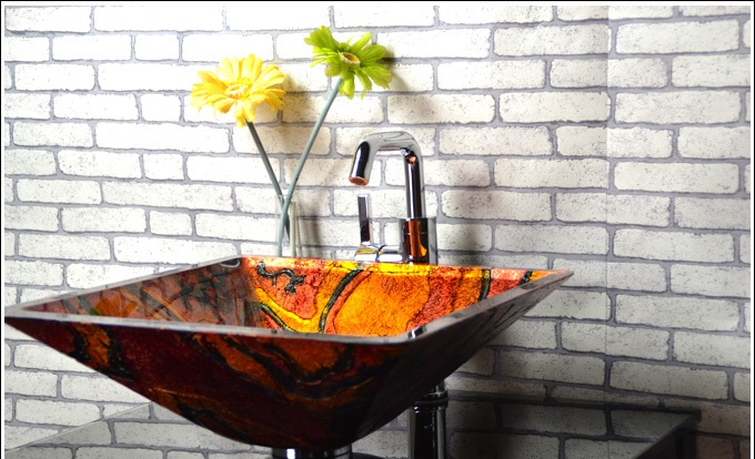 Home Decor square Glass Bowl Washbasin Design 7038