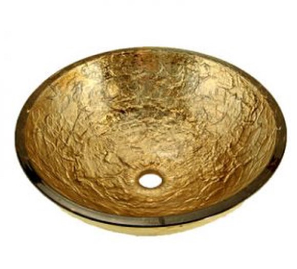 golden color bathroom glass vessel sink g-222